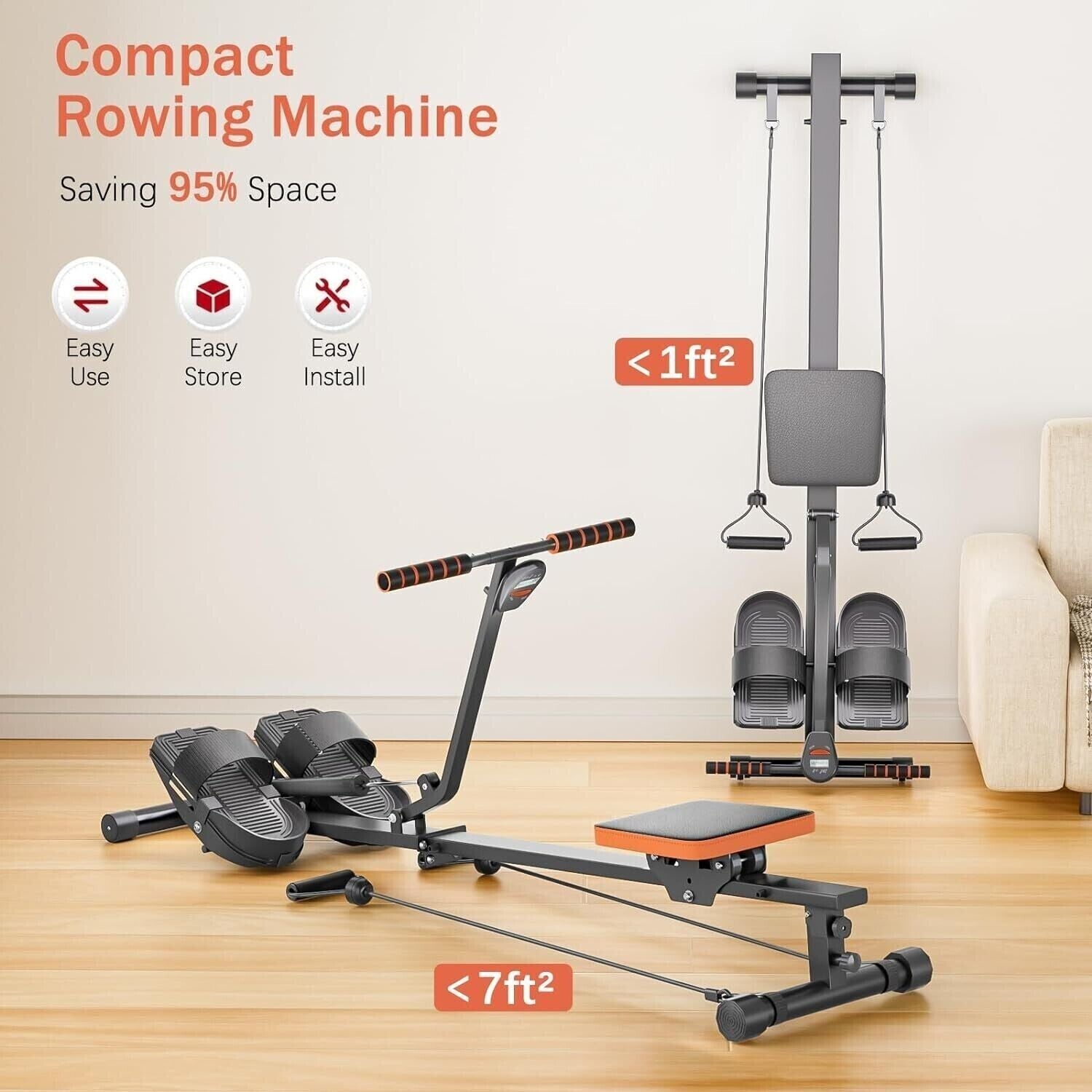 12-Level Resistance Fitness Rowing Machine – Home Cardio Rower Trainer for Full-Body Workout