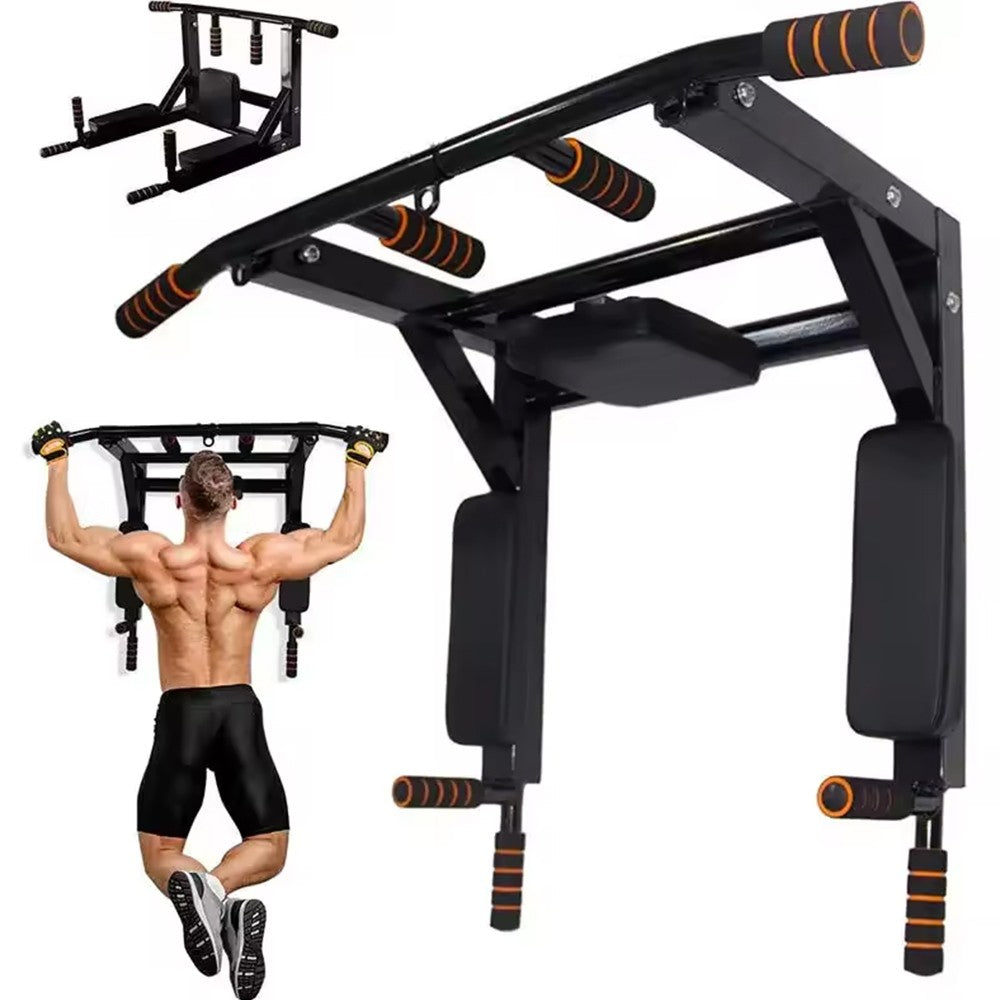 Heavy-Duty Wall Mounted Pull Up Bar & Dip Station – Multi-Gym Home Workout Tower