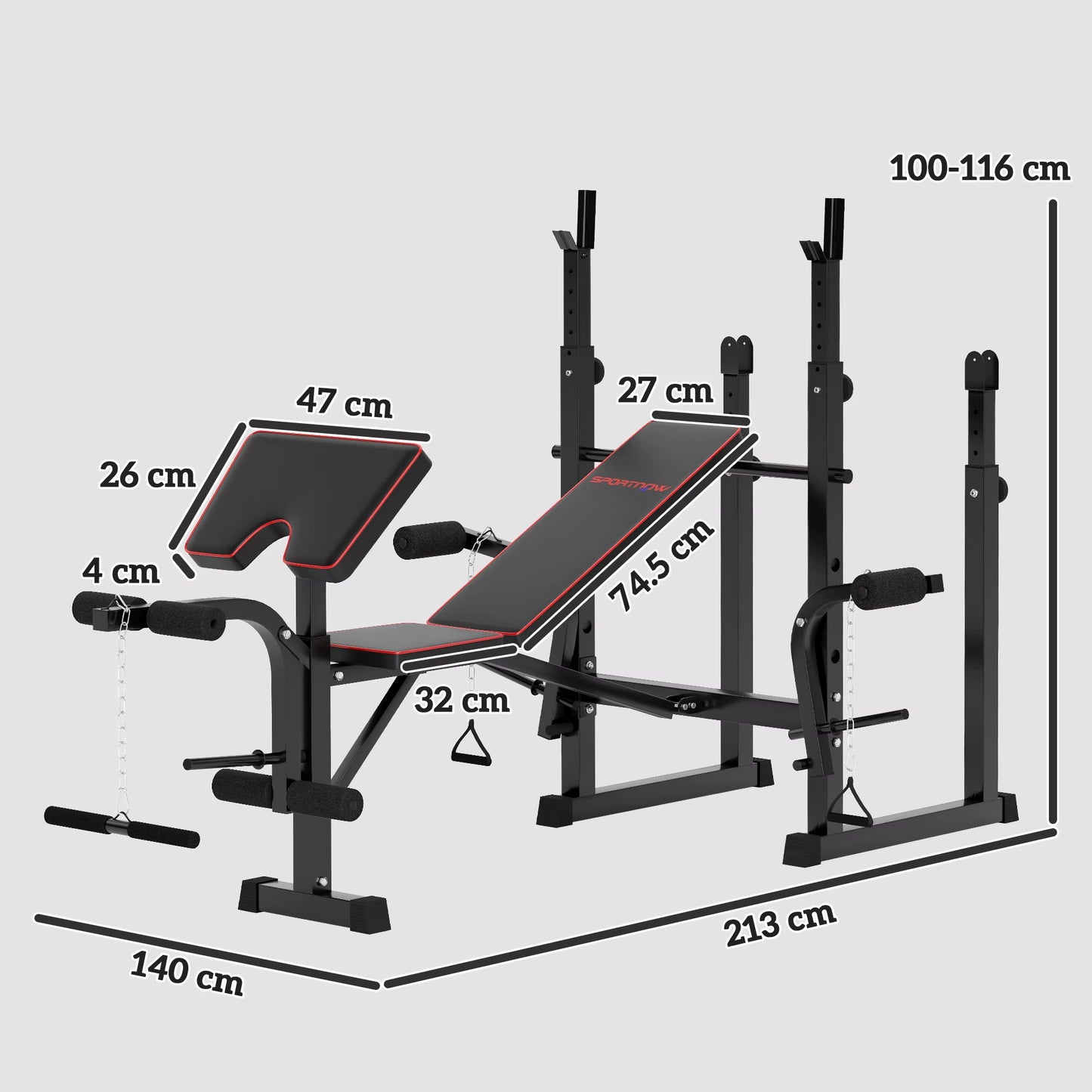 Adjustable Weight Bench with Bench Press Rack & Preacher Curl – Full Body Home Gym Station