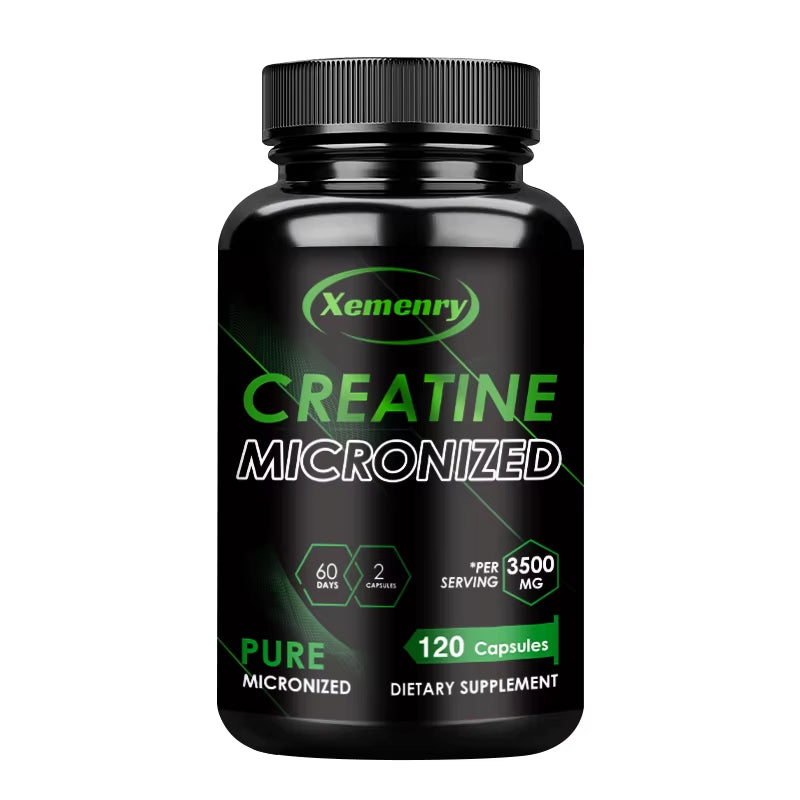 Creatine Monohydrate Capsules - Boosts Energy Levels, Builds Muscle Mass and Promotes Muscle Recovery - 120 Capsules