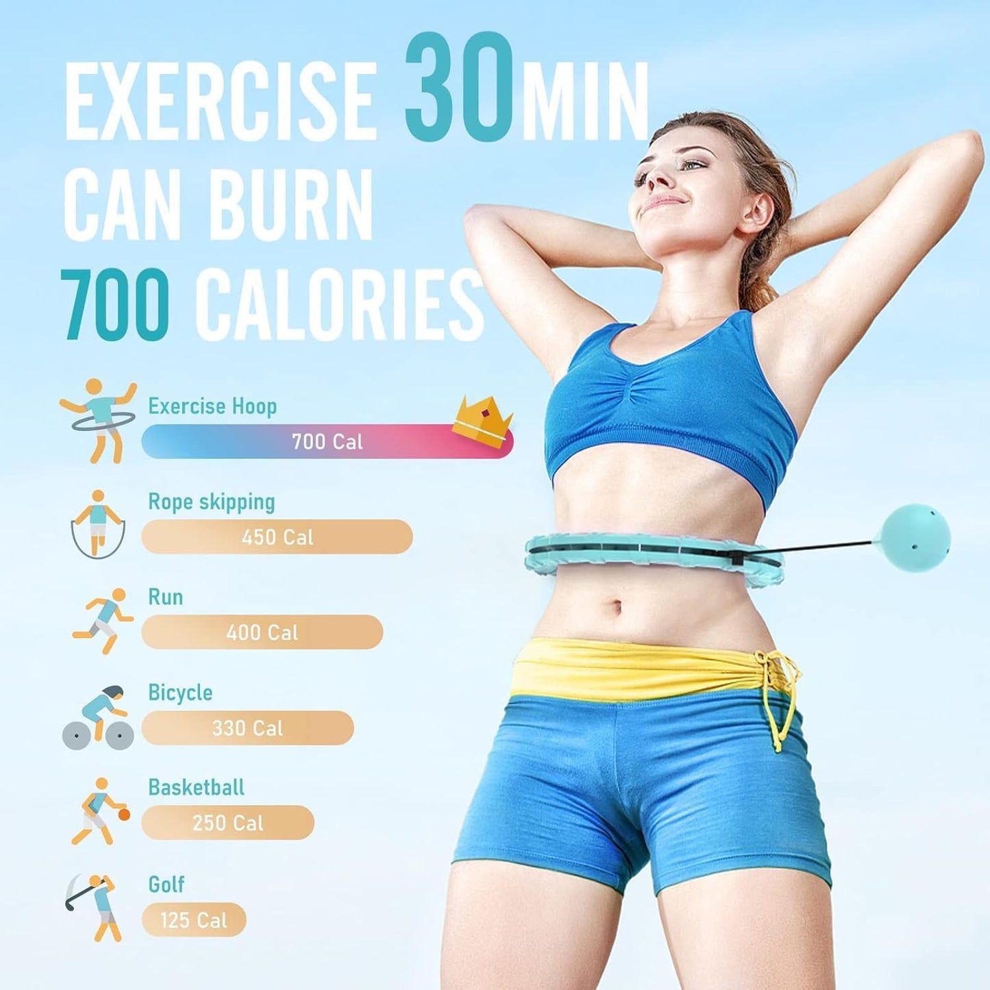 Weighted Infinity Hula Hoop for Fitness – Adjustable Smart Hoop for Home Workout & Weight Training