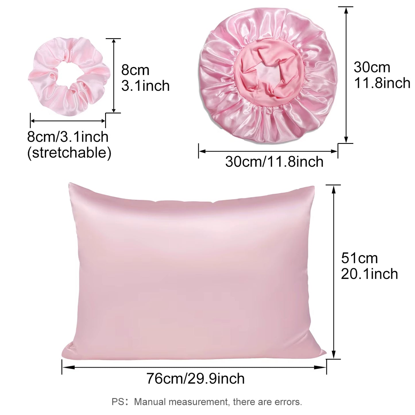 Luxury 4PCS/LOT 2 Pillowcase Hair Scrunchie Night Hat Set Fashion Imitation Silk Satin Pillowcase Sleep Set Tool Silkly Cap