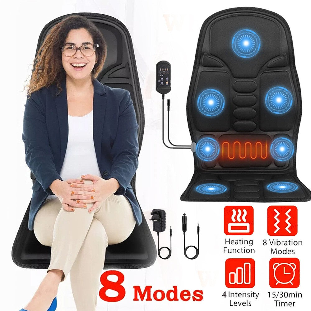 Full Back Massage Cushion with Heat – Car & Home Seat Massager Pad