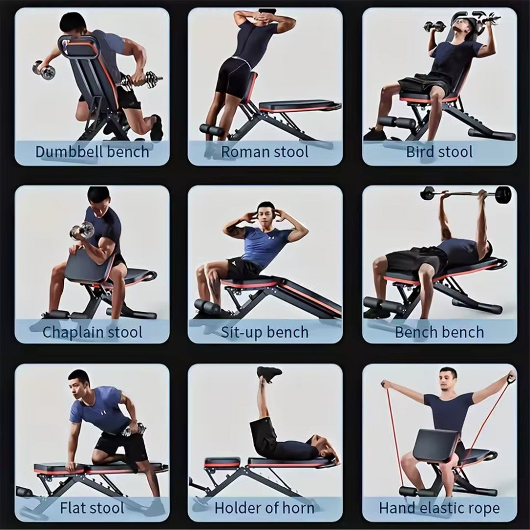 Weight Bench Adjustable Foldable Strength Training Full Body Workout Incline Gym