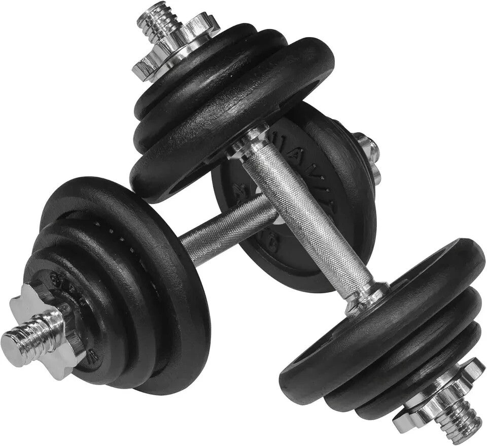 20KG Adjustable Dumbbells Pair Cast Iron Weights Set Gym Fitness Barbell