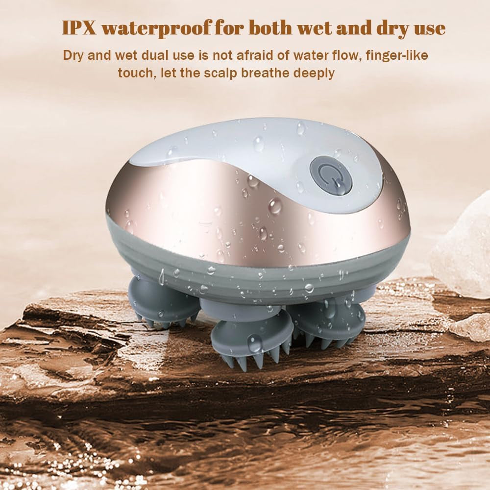 Electric Scalp Massager – Waterproof Handheld Head Massager with 3 Modes for Relaxation & Hair Care