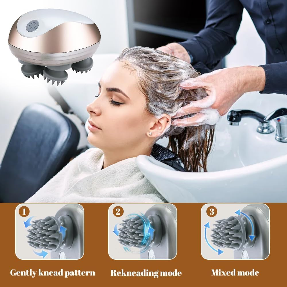 Electric Scalp Massager – Waterproof Handheld Head Massager with 3 Modes for Relaxation & Hair Care