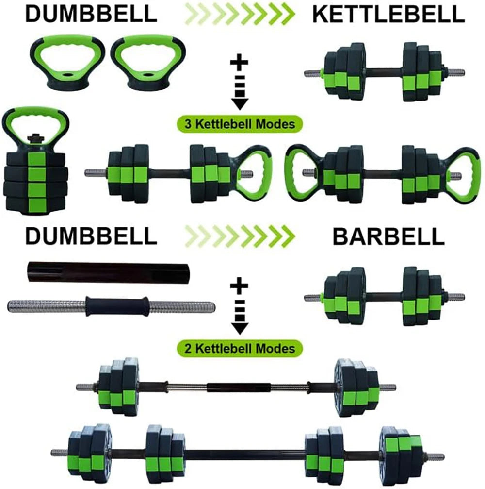 4 in 1 Adjustable Dumbbell Set,44Lbs Weight Set with Iron Handle Used as Kettlebell, Barbell, Push up Stand for Home Gym,Octagon