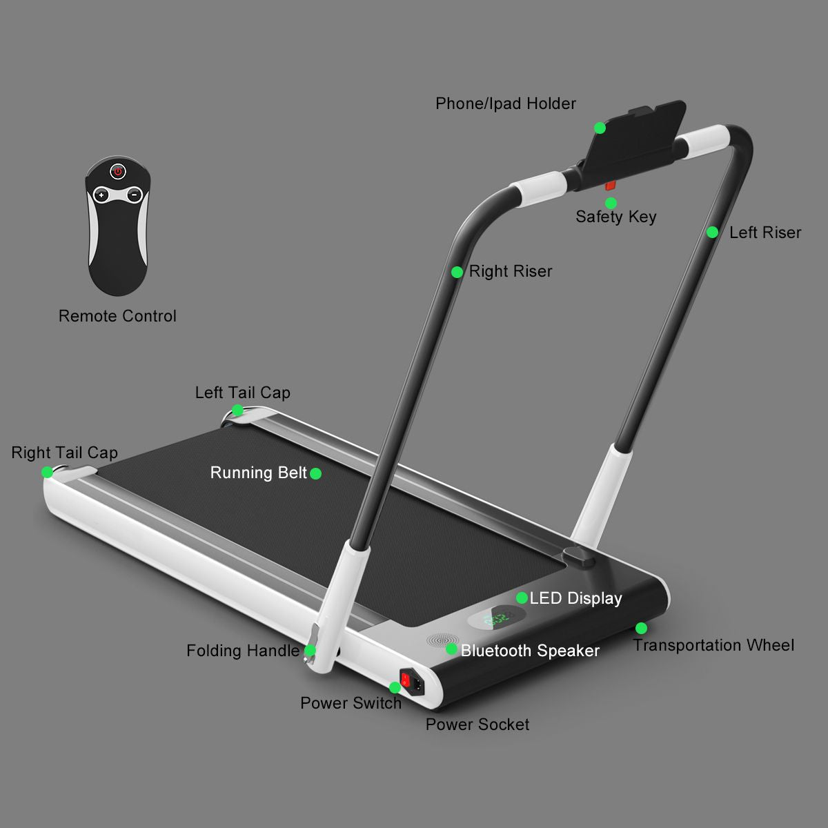 Foldable Electric Treadmill with LED Display & Bluetooth Speaker – Home Cardio Machine