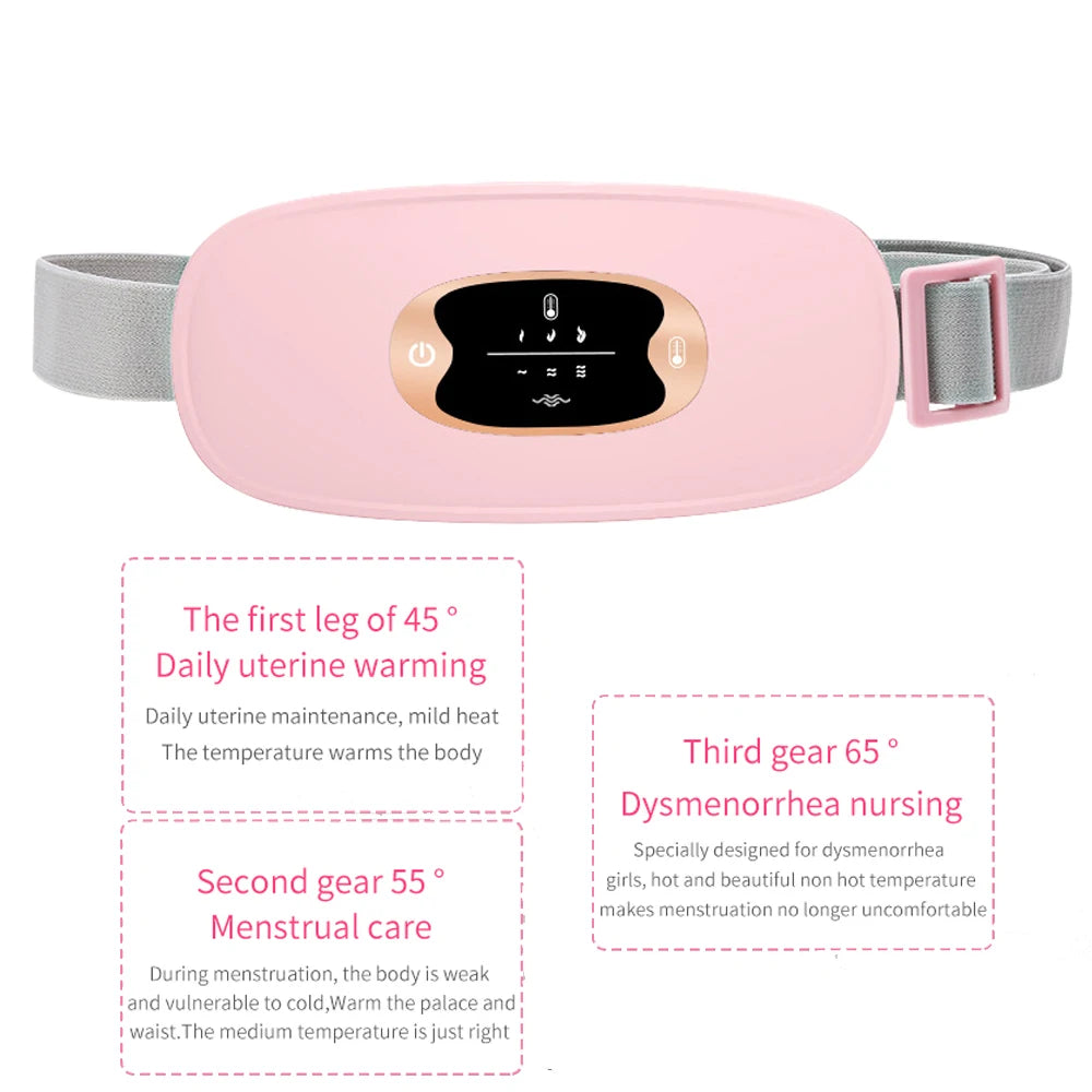 Electric Massager for Menstrual Cramps Abdomen Waist Heating Pad Women Period Relief Device Uterus Warmer Belt USB Rechargeable