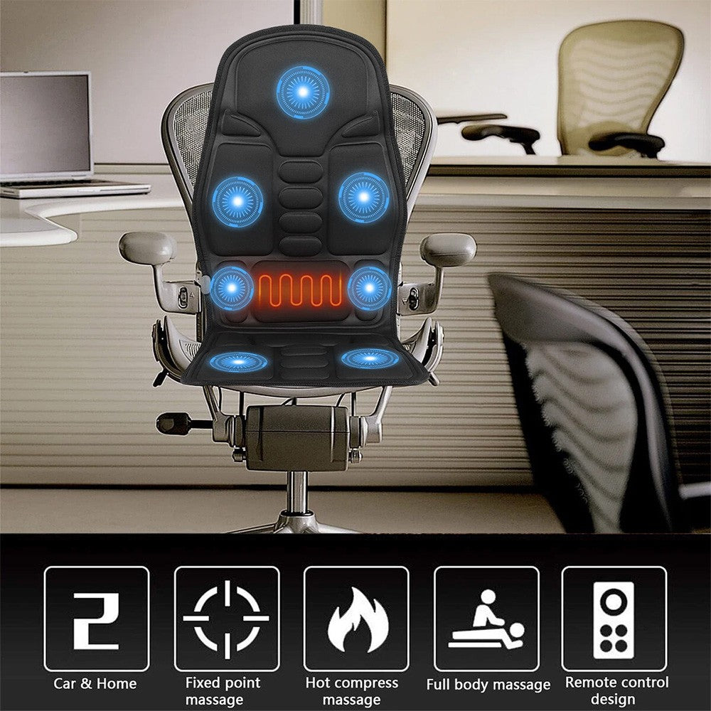 Full Back Massage Cushion with Heat – Car & Home Seat Massager Pad