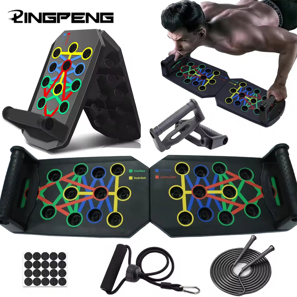 Portable Multifunctional Push-Up Board Set with Handles Foldable Fitness Equipment for Chest Abdomen Arms and Back Training