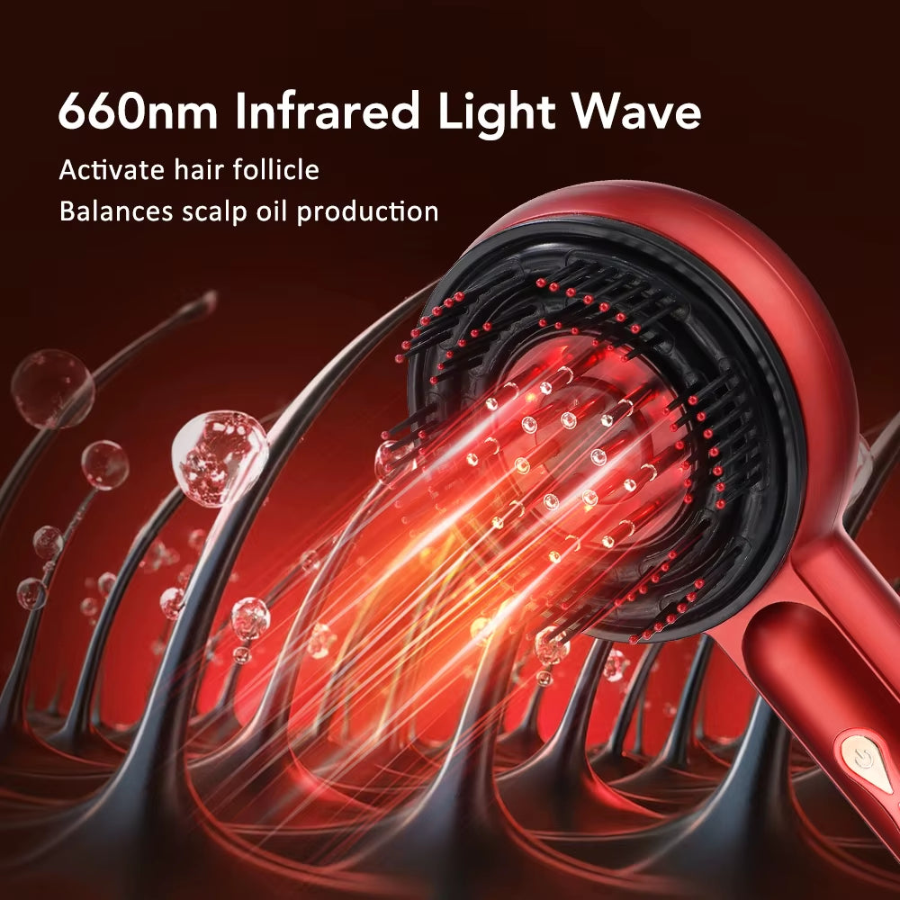 Electric Scalp Massager Comb Hair Growth Therapy Micro-Current Red & Blue Light Anti-Hair Loss Treatment Oil Applicator