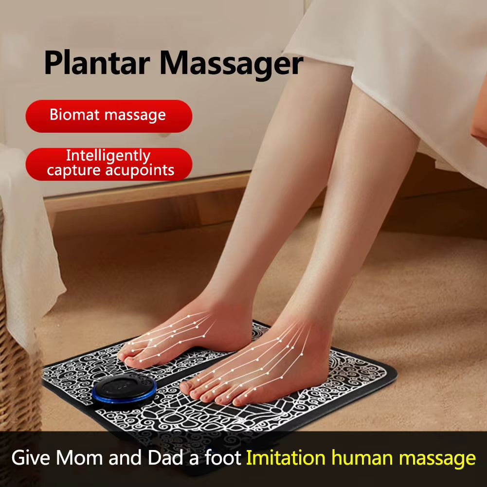 EMS Foot Booster Foot Circulation Massager 8 Modes USB Rechargeable Leg Muscle Stimulator Remote Control for Relax Feet and Legs