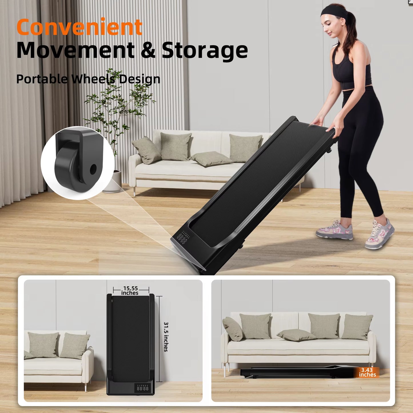 Portable Under-Desk Walking Pad – Slim Treadmill with Remote Control