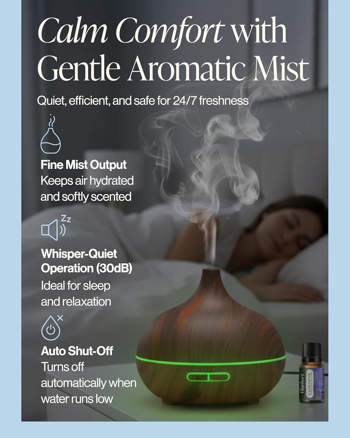 500ML Essential Oil Diffuser + 8 Premium Oils – Ultrasonic Cool Mist Aroma & Relaxation