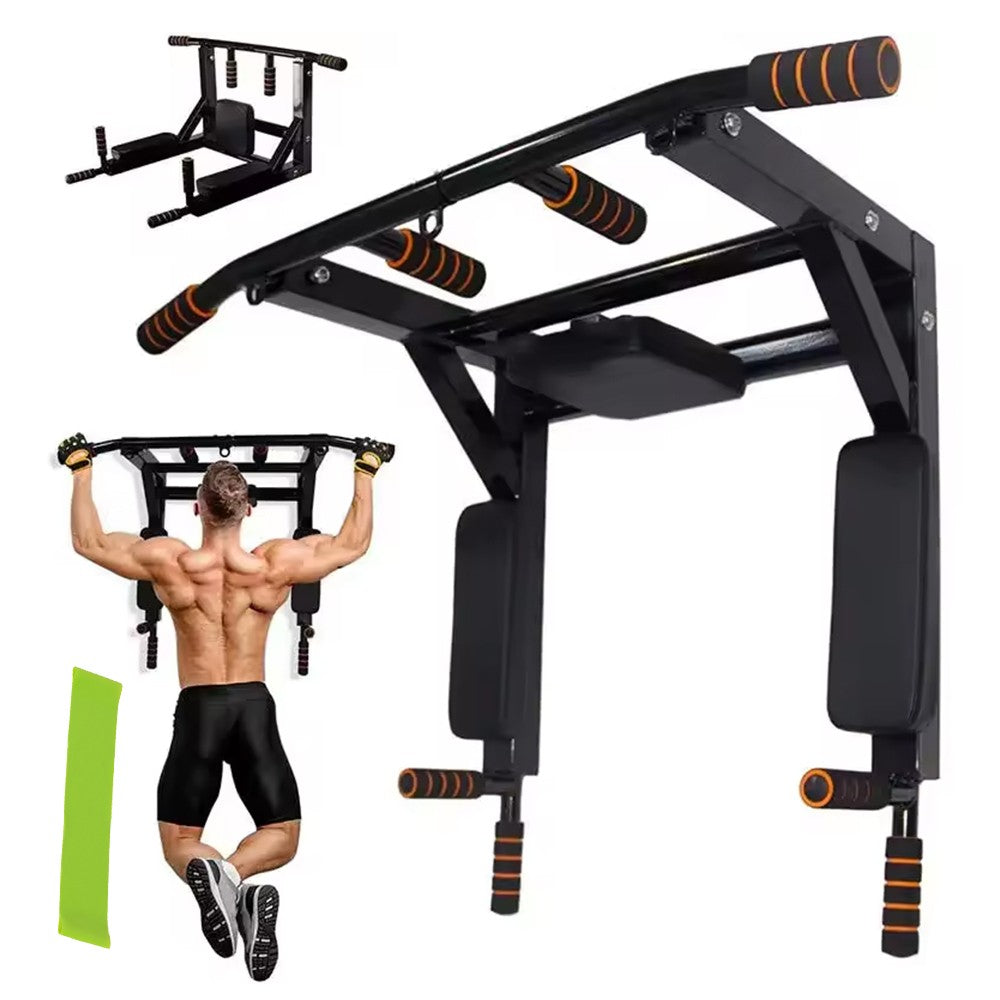 Heavy-Duty Wall Mounted Pull Up Bar & Dip Station – Multi-Gym Home Workout Tower