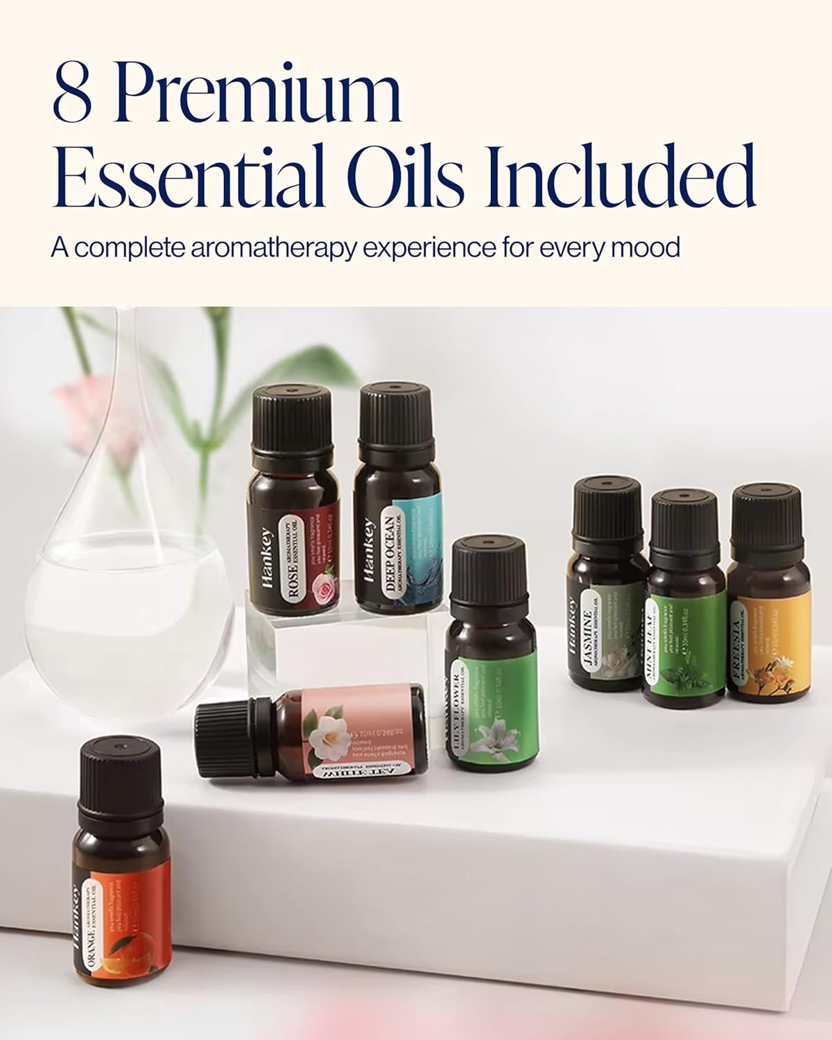 500ML Essential Oil Diffuser + 8 Premium Oils – Ultrasonic Cool Mist Aroma & Relaxation