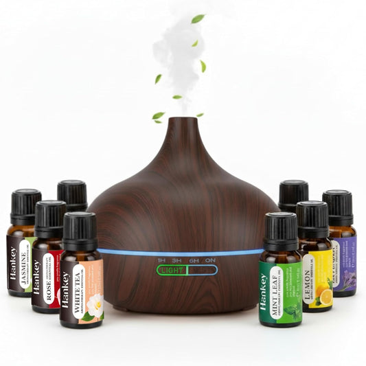 500ML Essential Oil Diffuser + 8 Premium Oils – Ultrasonic Cool Mist Aroma & Relaxation