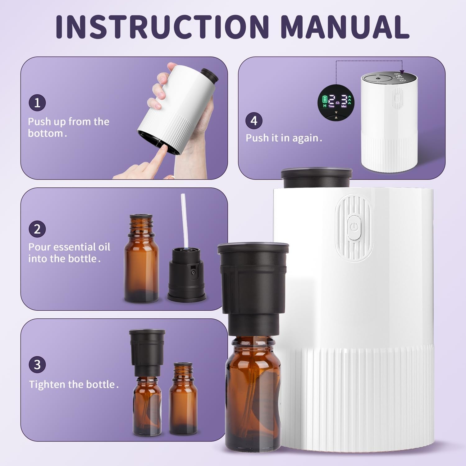 Portable Waterless Essential Oil Nebulizing Diffuser – Car, Home & Travel Aroma Mist