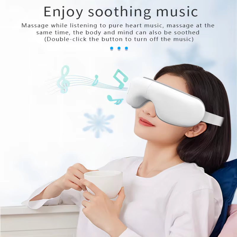 Folding Eye Massager Eye Mask with Heat and Bluetooth Music Airbag Eye Care Device Gift for Eye Strain Dry Eye Improve Sleep