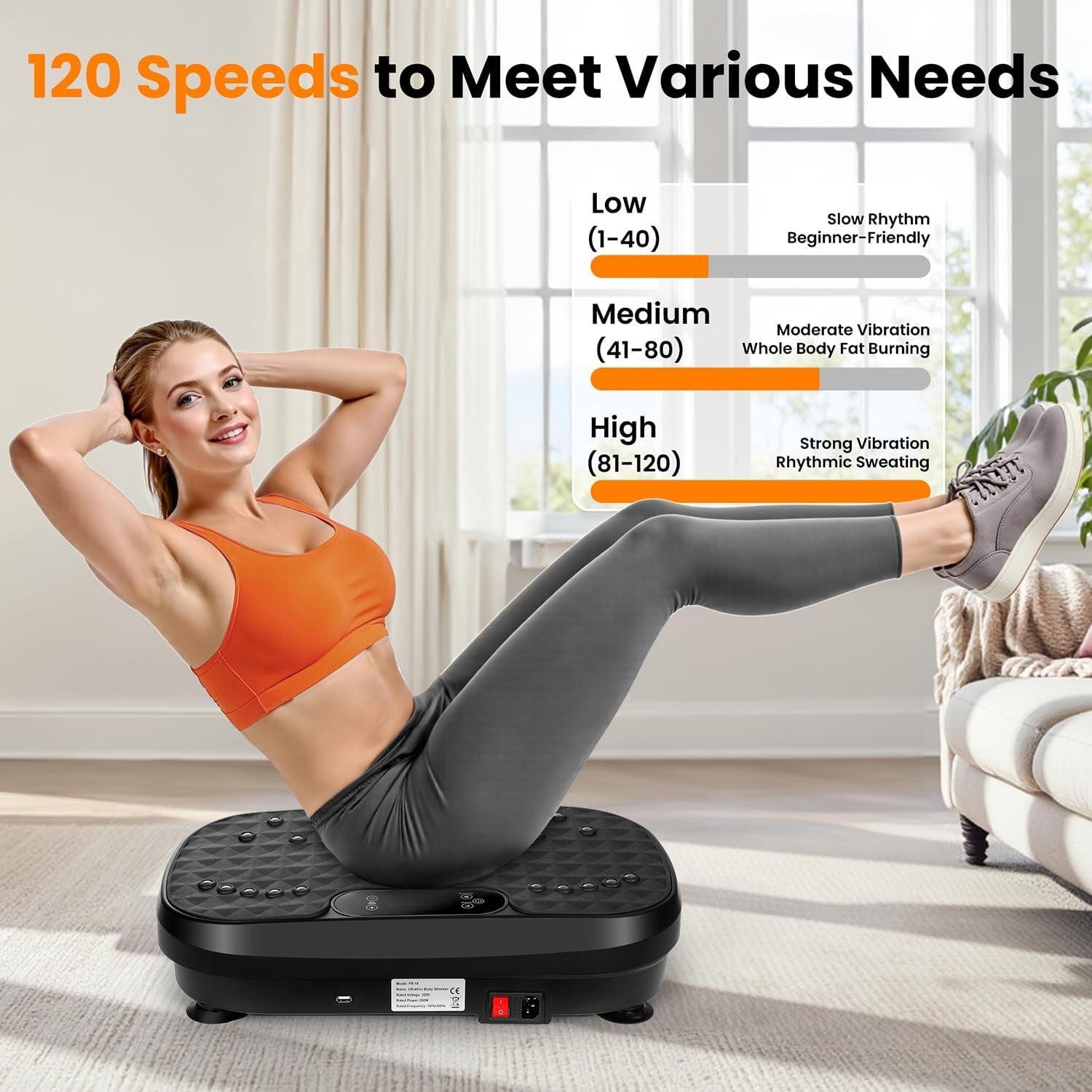 120 Levels Vibration Plate Quiet Compact Vibration Plate Exercise Machine Home