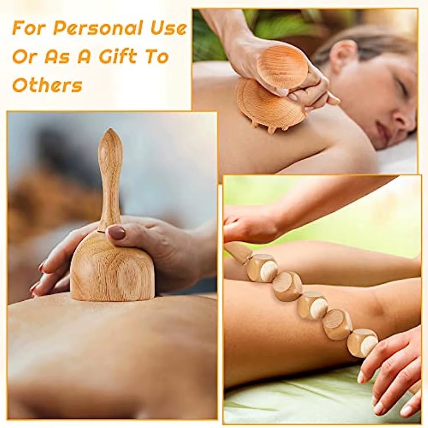 6Pcs Wood Therapy Kit Massage Tools Maderoterapia Kit Wood Massager Roller Wood Gua Sha Roller Manual Wooden Fascia Massage For