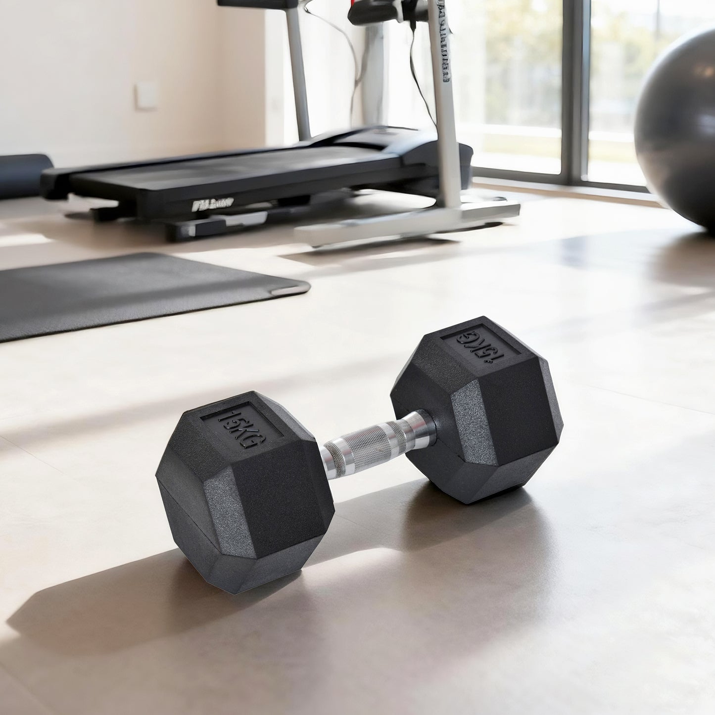 Single Rubber Hex Dumbbell Encased Ergo Weights Home Exercise Gym Fitness