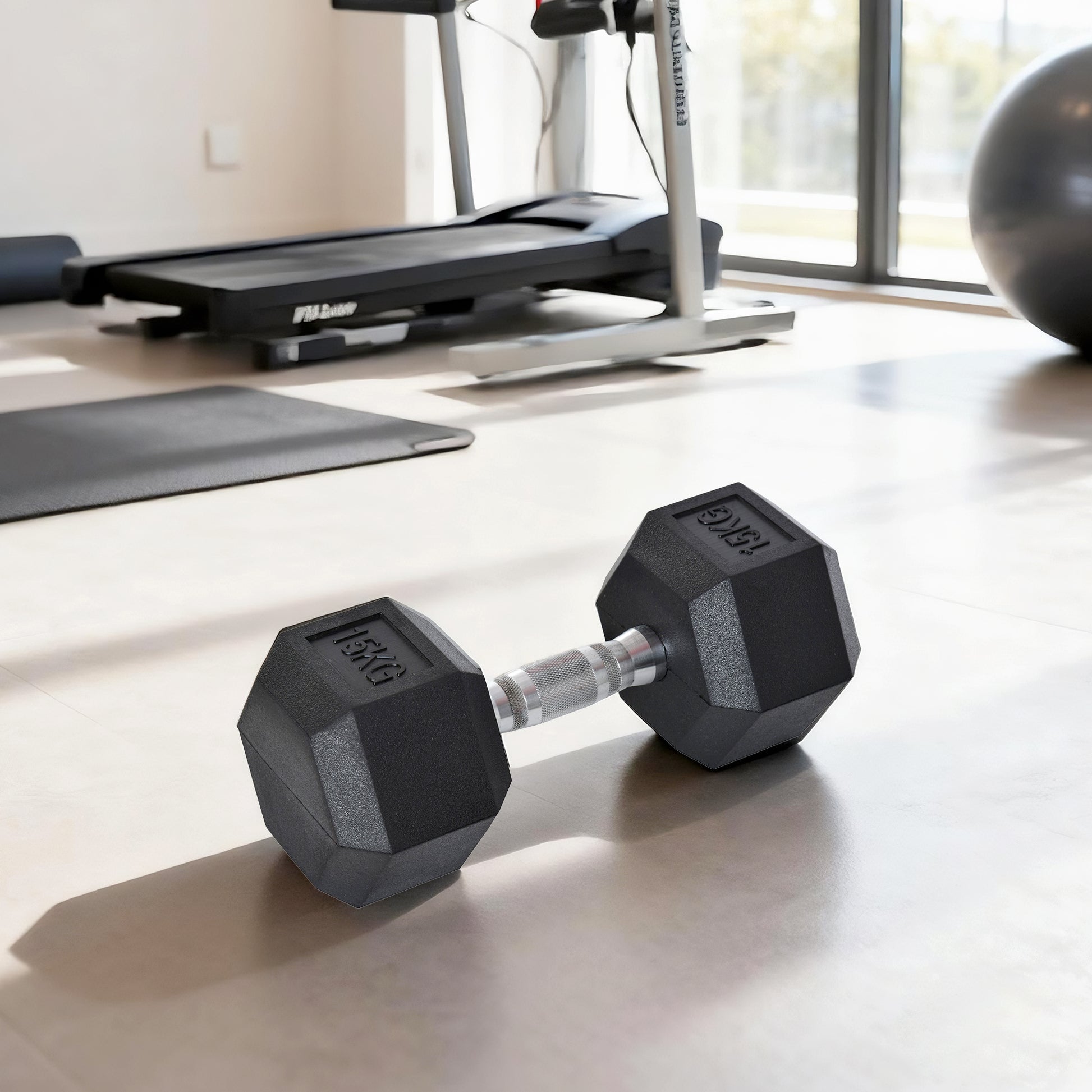 Single Rubber Hex Dumbbell Encased Ergo Weights Home Exercise Gym Fitness