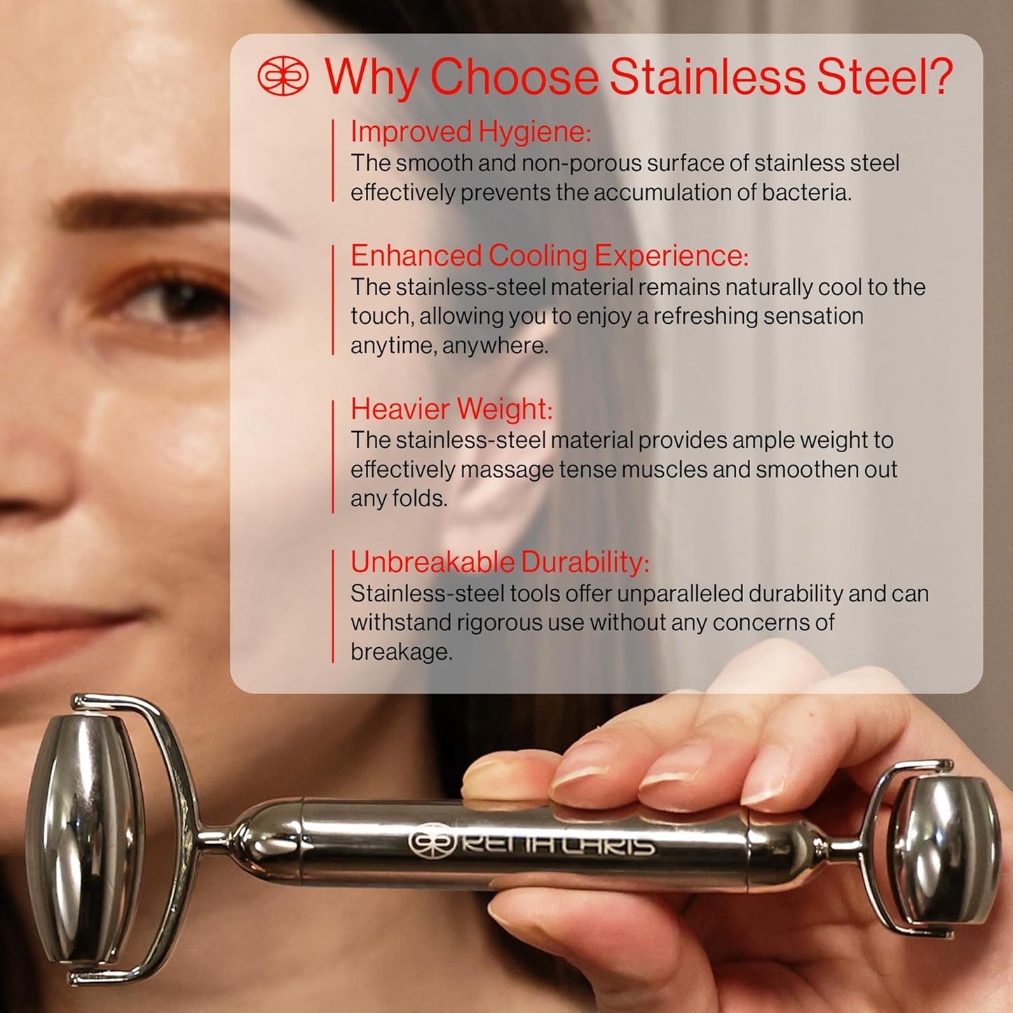 Gua Sha, Anti-Breakage Stainless Steel Face Roller and Gua Sha Set for Long-Lasting Use, Jawline Sculpting and Puffiness Reducing, Ideal for Gift and Self Care (Silver)