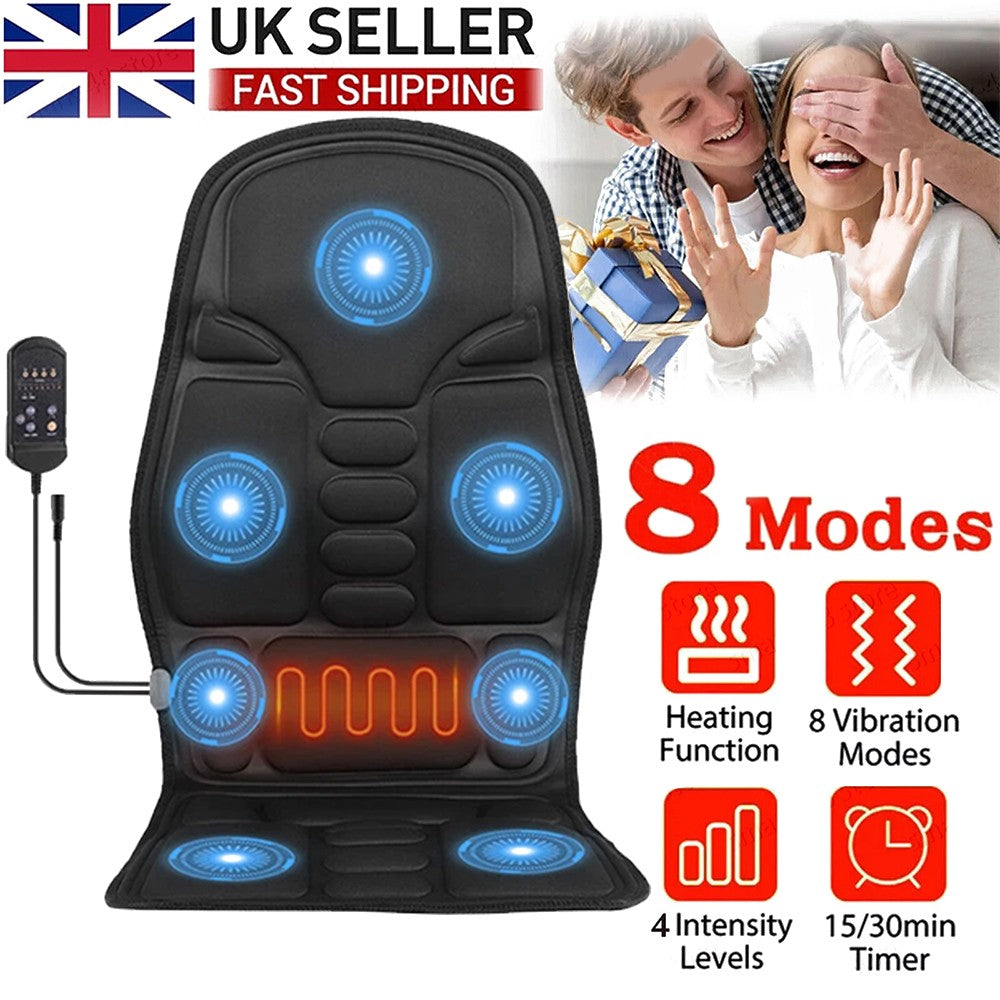 Full Back Massage Cushion with Heat – Car & Home Seat Massager Pad
