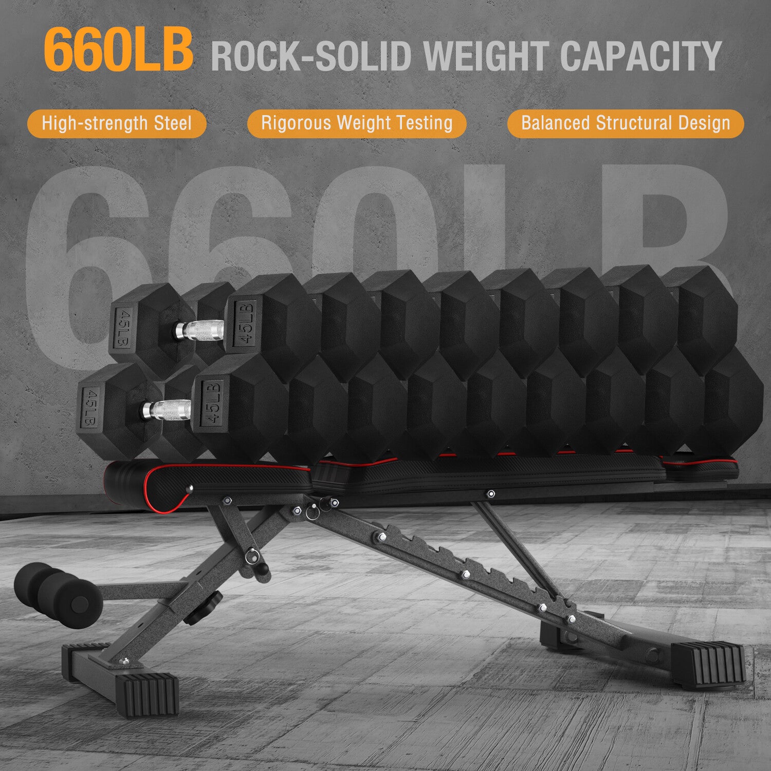300KG Foldable Adjustable Dumbbell Bench – Heavy-Duty Home Gym Weight Bench (UK)