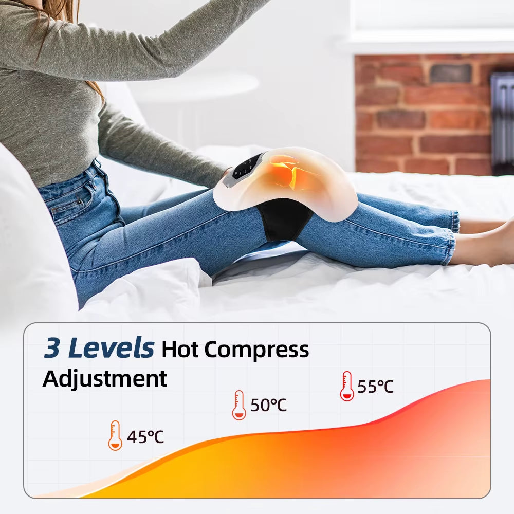 Smart Knee Massager with Heat & Vibration – Pain Relief & Joint Comfort Device