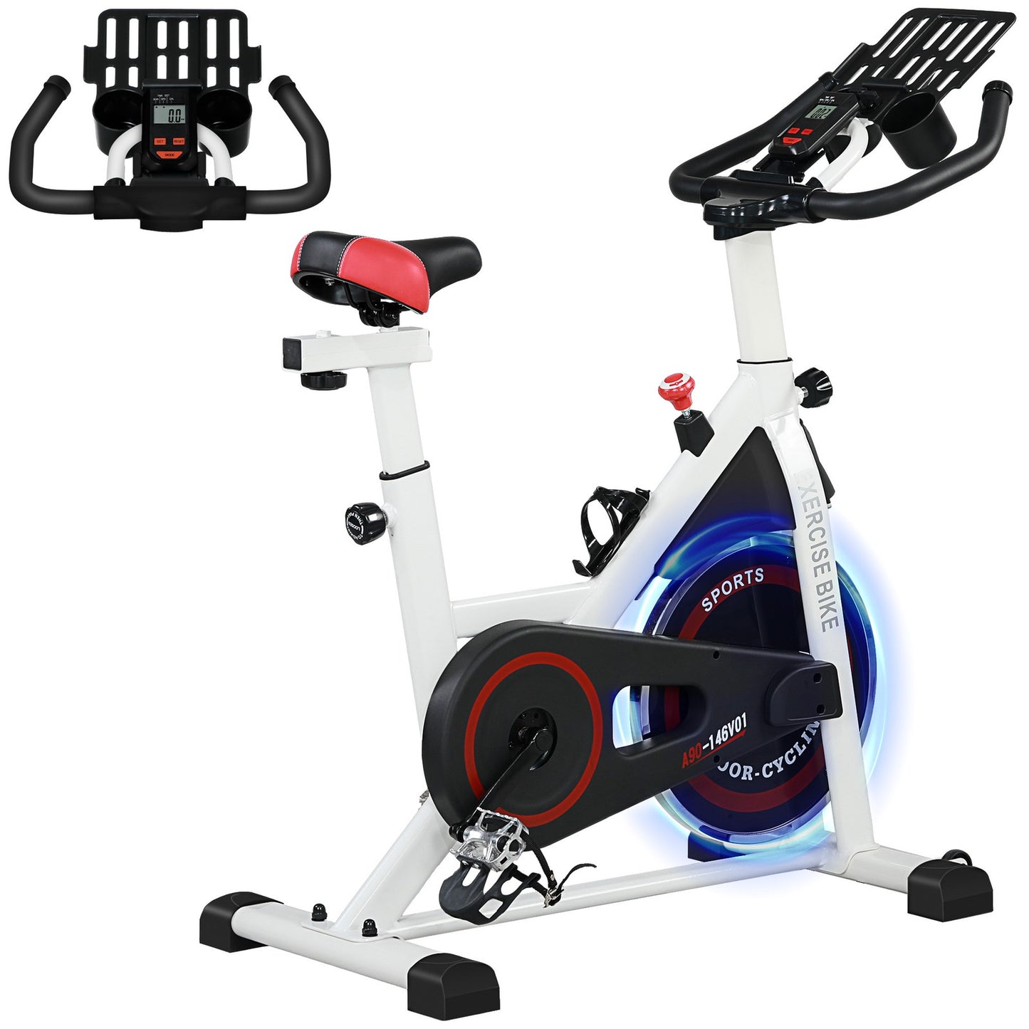 HOMCOM 8Kg Flywheel Exercise Bike with Adjustable Height, Resistance, White