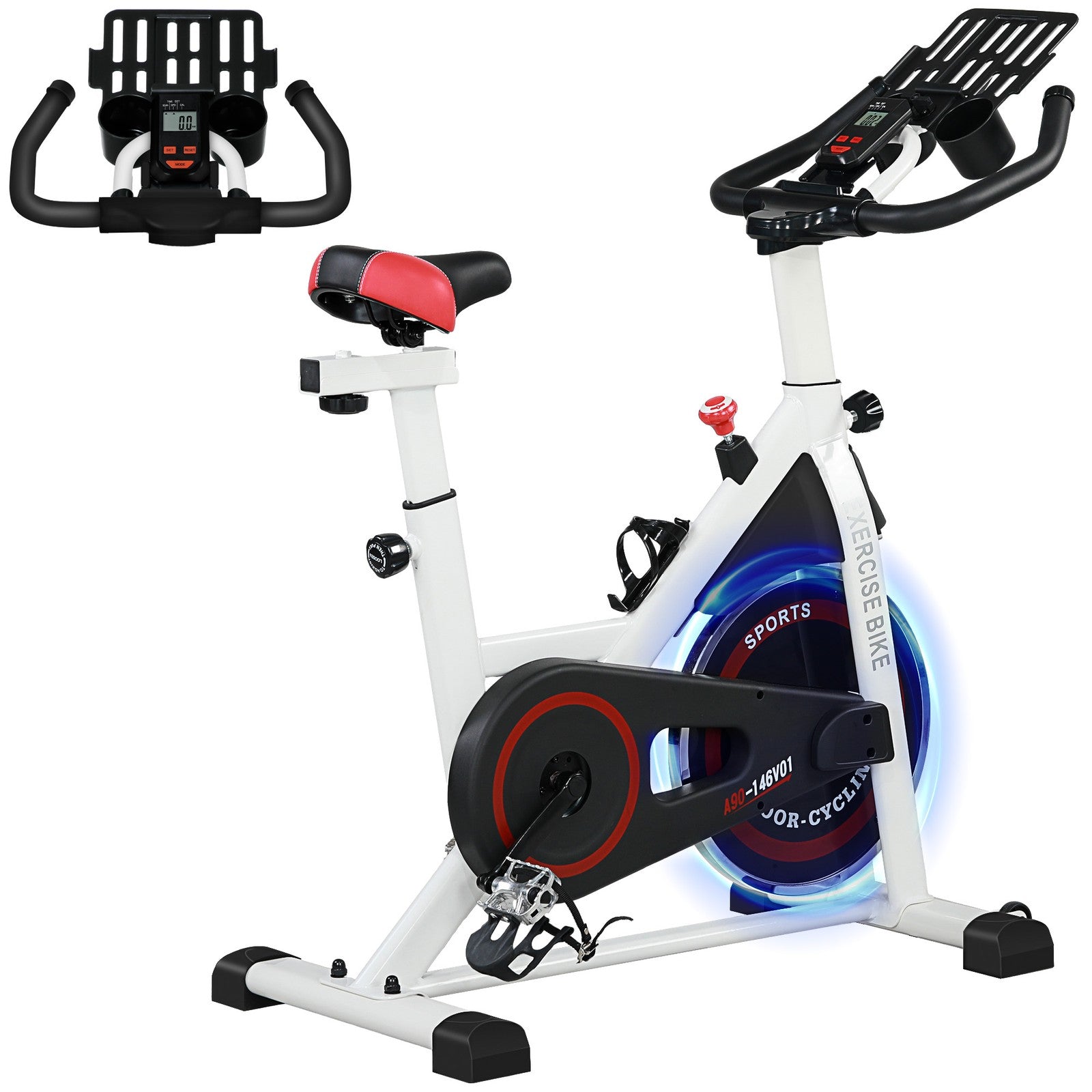 HOMCOM 8Kg Flywheel Exercise Bike with Adjustable Height, Resistance, White