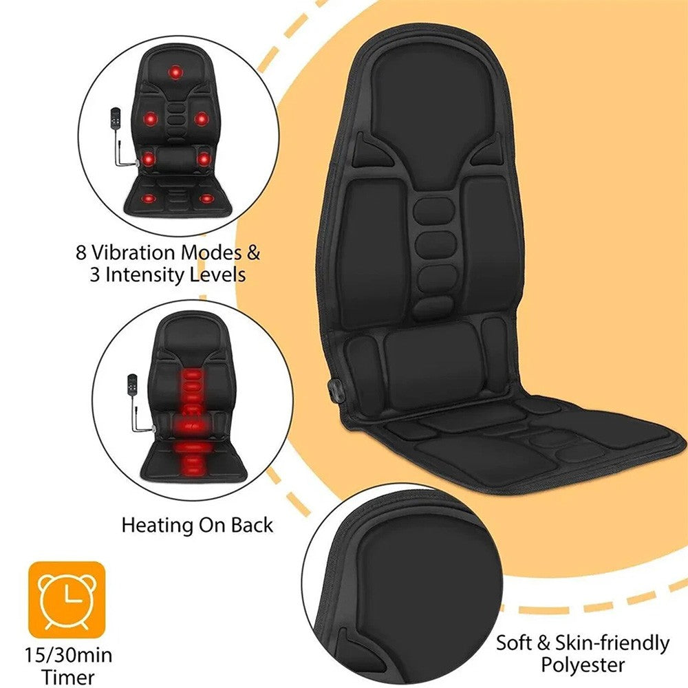 Full Back Massage Cushion with Heat – Car & Home Seat Massager Pad