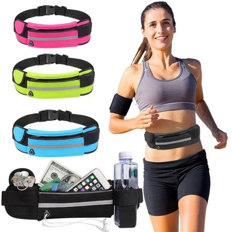 Running Waist Bag Men Women Marathon Cycling Multi-Functional Bags with Water Bottle Waterproof Phone Bag Unisex Waist Belt Pack
