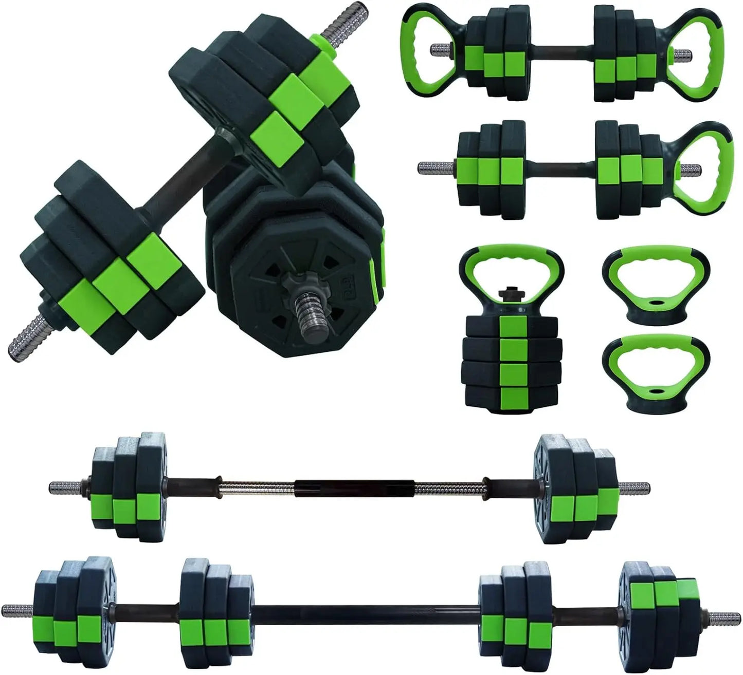 4 in 1 Adjustable Dumbbell Set,44Lbs Weight Set with Iron Handle Used as Kettlebell, Barbell, Push up Stand for Home Gym,Octagon