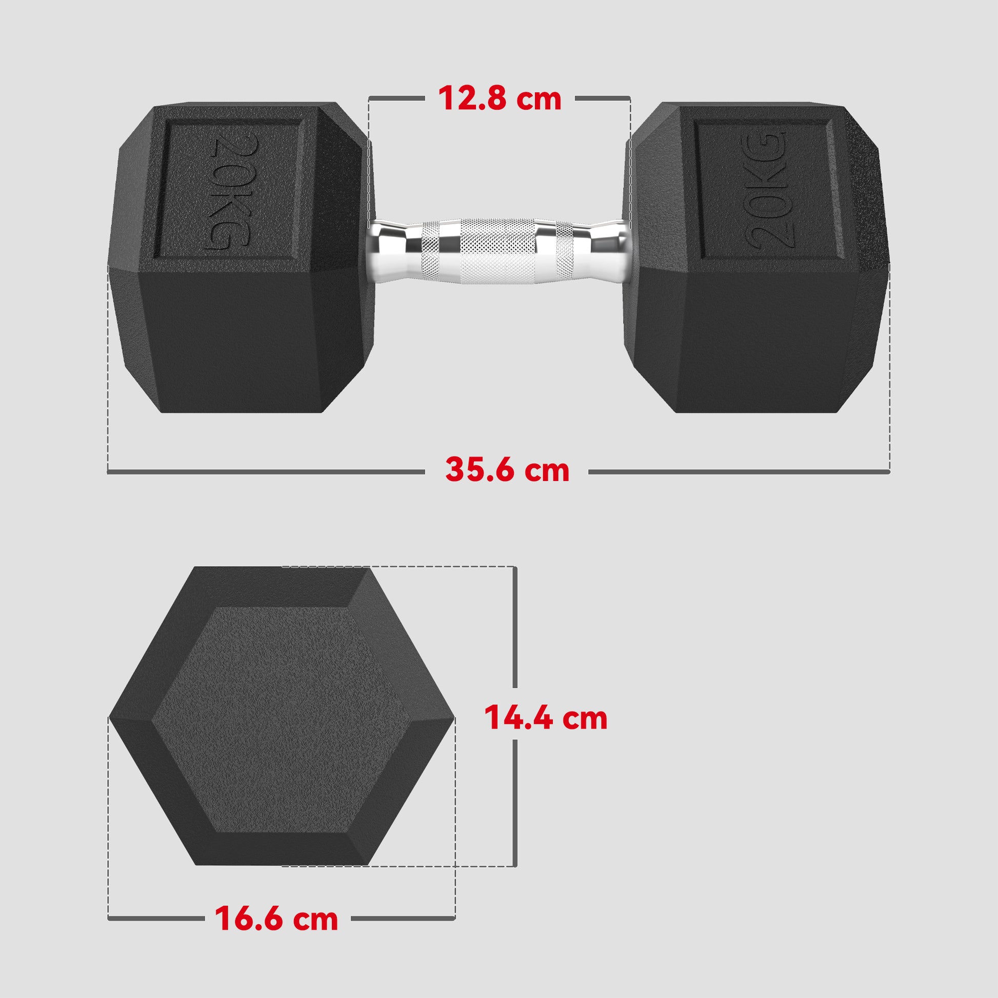 Single Rubber Hex Dumbbell Encased Ergo Weights Home Exercise Gym Fitness