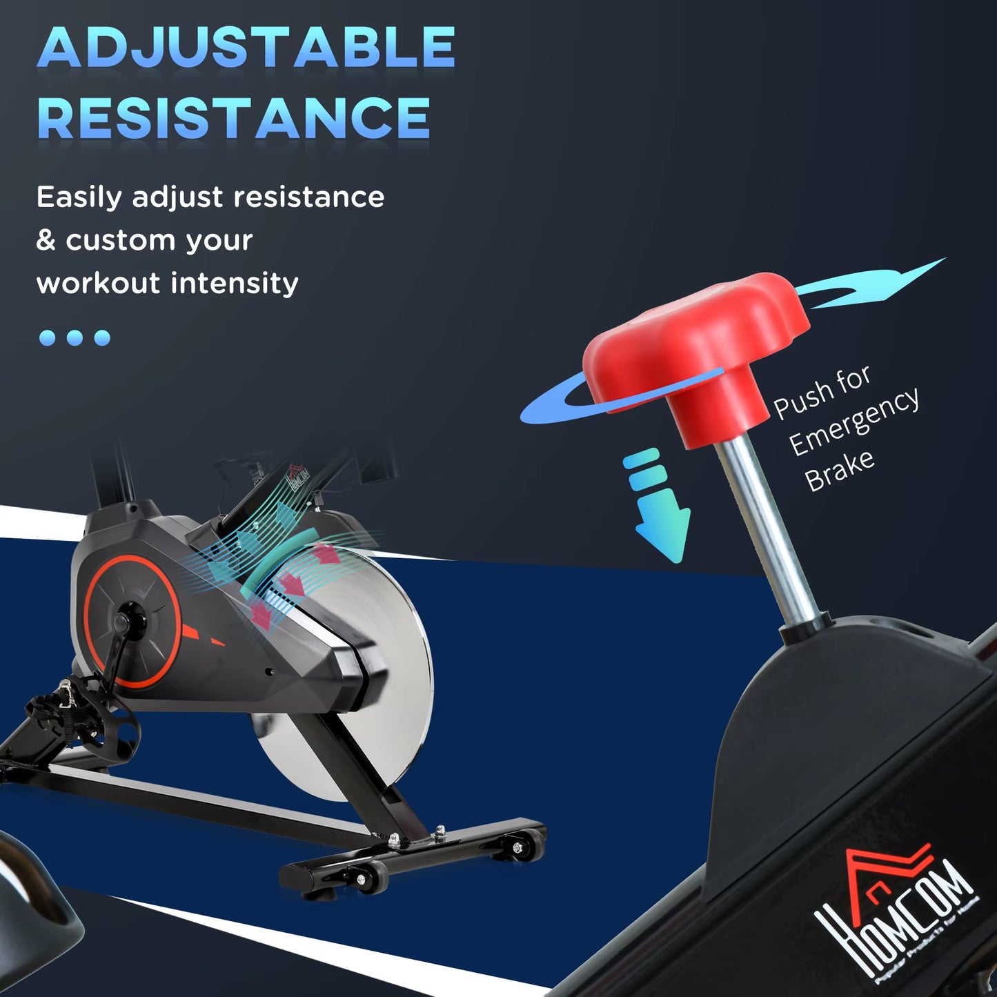Indoor Exercise Bike, Stationary Bike, Cycling Machine with Adjustable Seat, Resistance, Handlebar, LCD Display