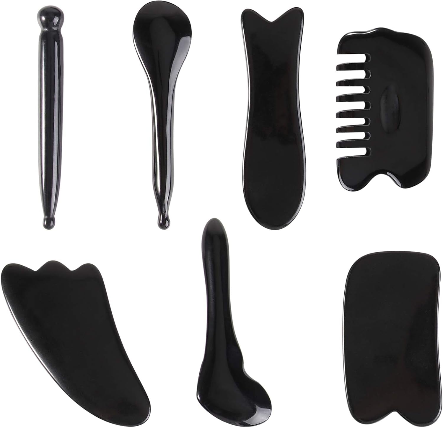 1Set Beeswax Set Practical Scraping Tools for Facial Circulation Anti-Aging Muscle Relief Smooth Design for Skincare and Wellness Black