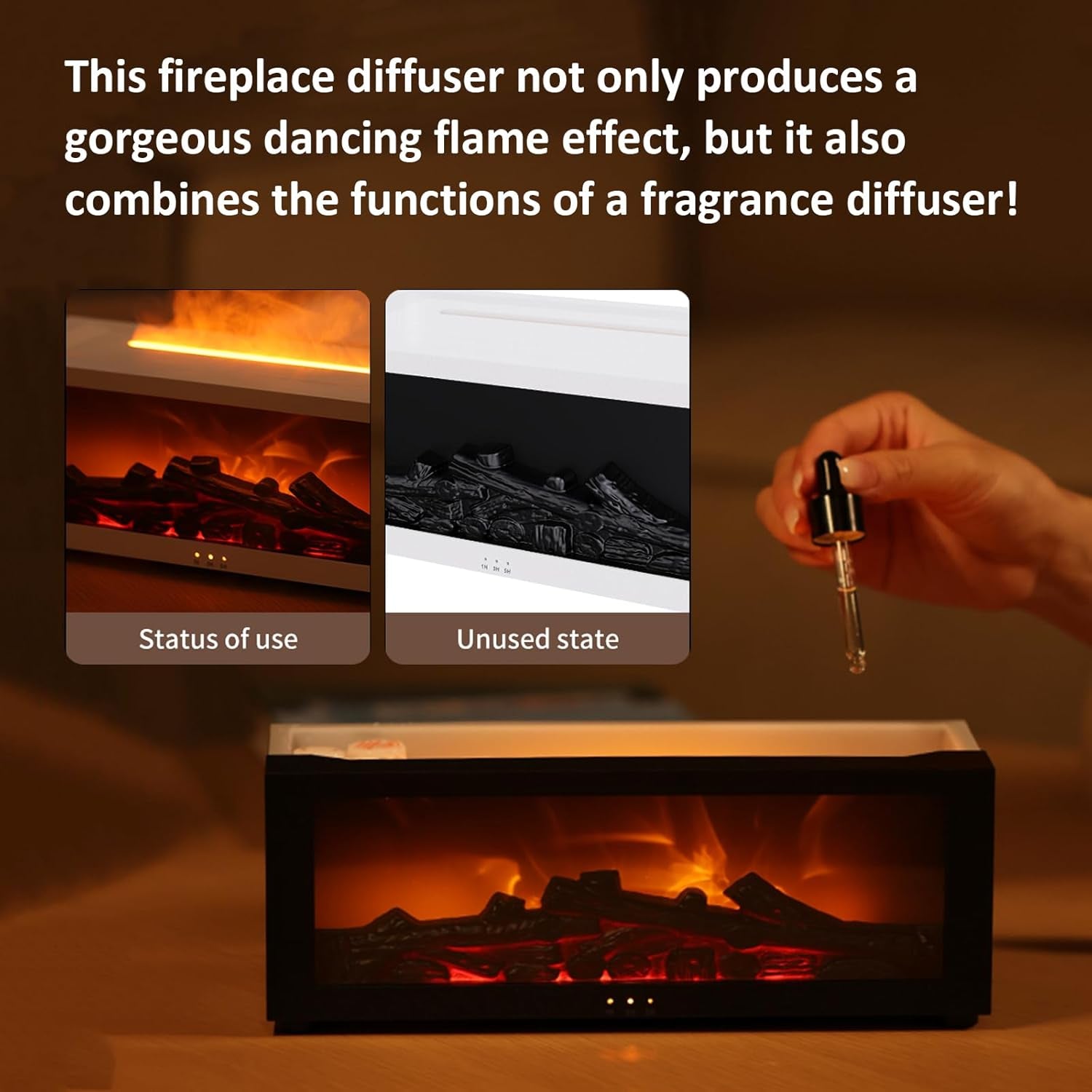Fireplace Flame Aroma Diffuser – 7-Colour LED Mist Humidifier (150ml)