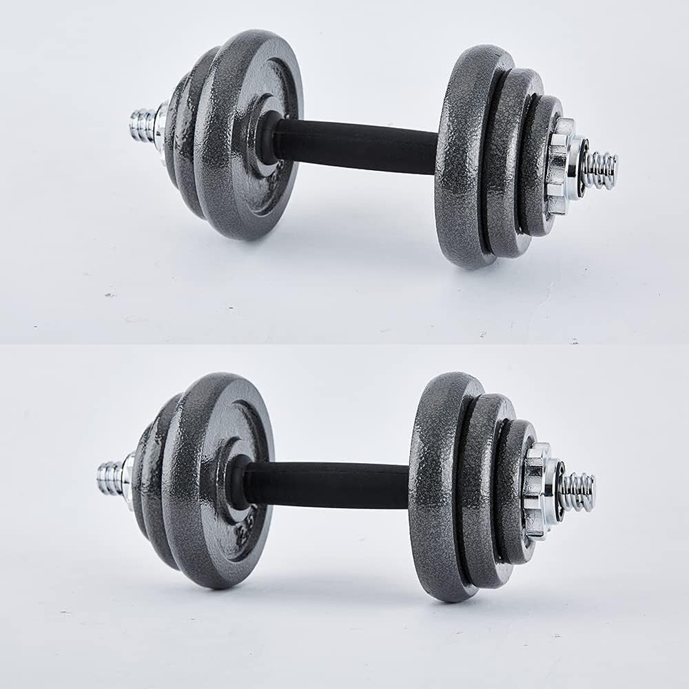 20KG Adjustable Dumbbells Pair Cast Iron Weights Set Gym Fitness Barbell