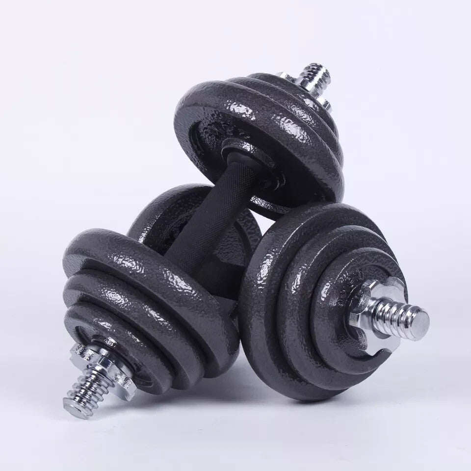 20KG Adjustable Dumbbells Pair Cast Iron Weights Set Gym Fitness Barbell