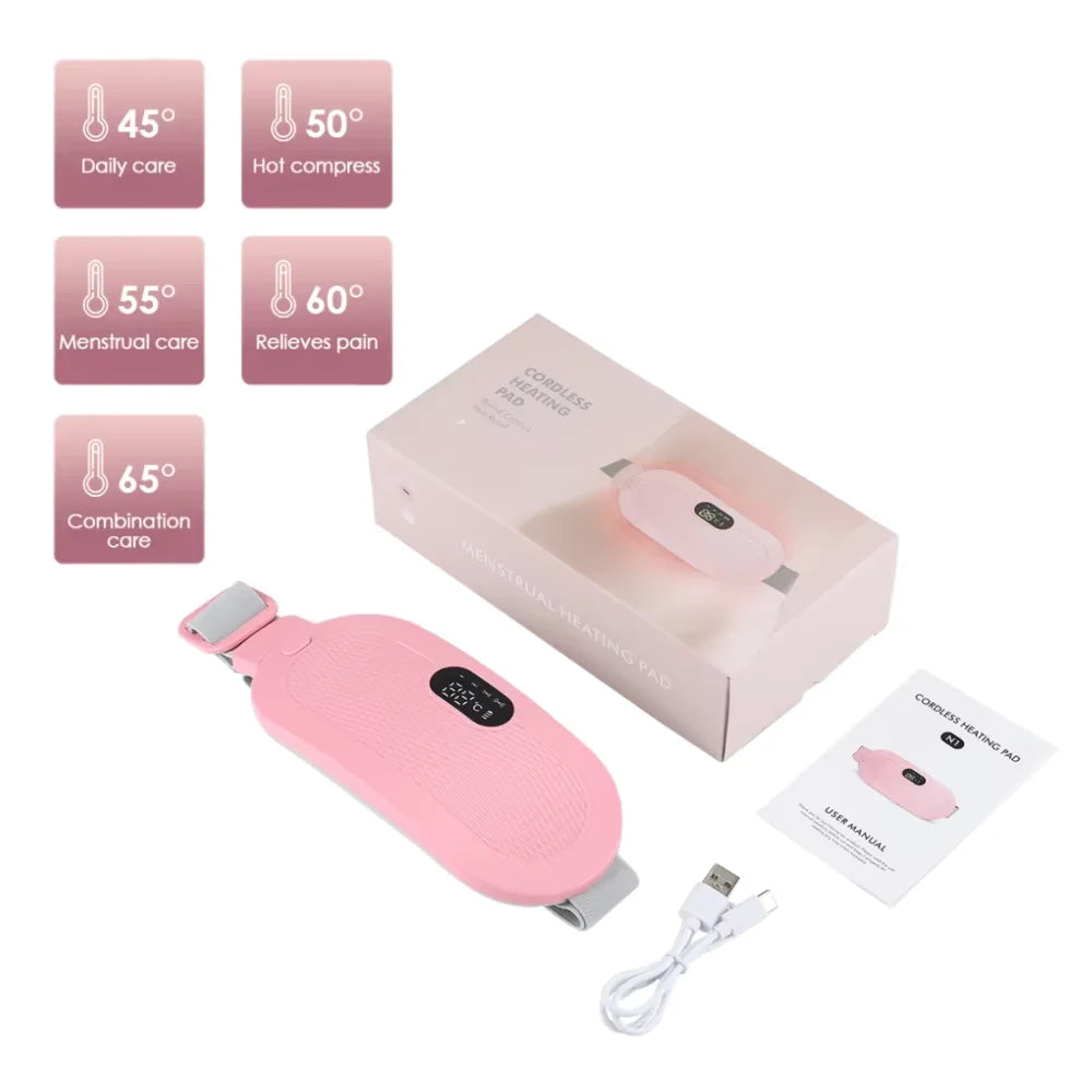 Electric Massager for Menstrual Cramps Abdomen Waist Heating Pad Women Period Relief Device Uterus Warmer Belt USB Rechargeable