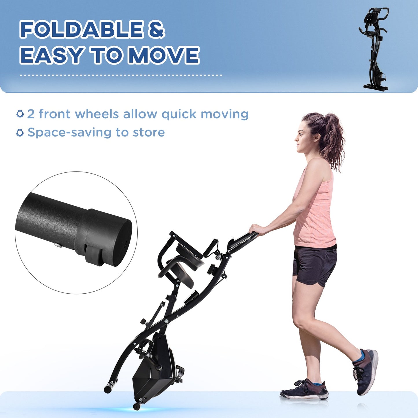 2-in-1 Folding Exercise Bike with Resistance Bands | Upright & Recumbent Cycling Machine for Home Gym