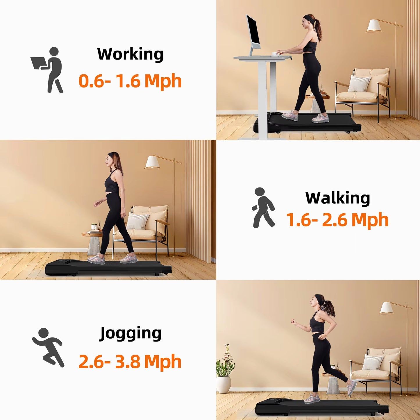 Portable Under-Desk Walking Pad – Slim Treadmill with Remote Control