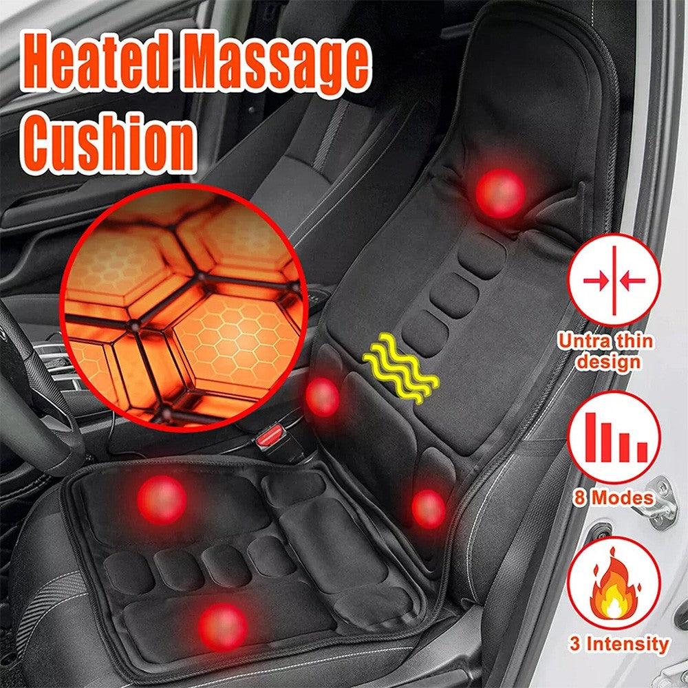 Full Back Massage Cushion with Heat – Car & Home Seat Massager Pad