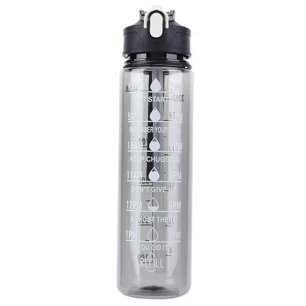 800Ml Sports Water Bottle with Straw & Handle Outdoor Travel Bottle Leakproof Motivational Drinking Bottle for Boys Girls