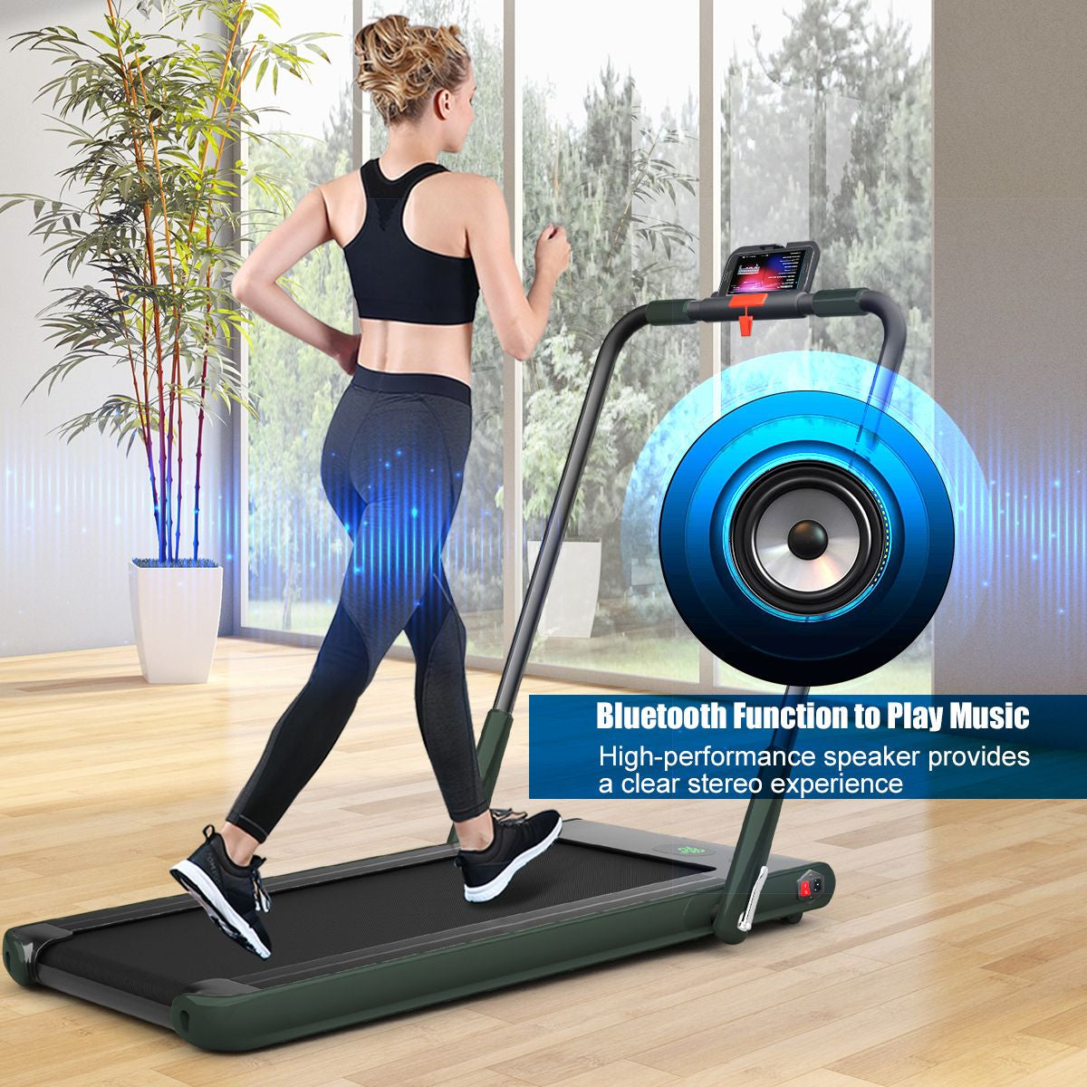 Foldable Electric Treadmill with LED Display & Bluetooth Speaker – Home Cardio Machine